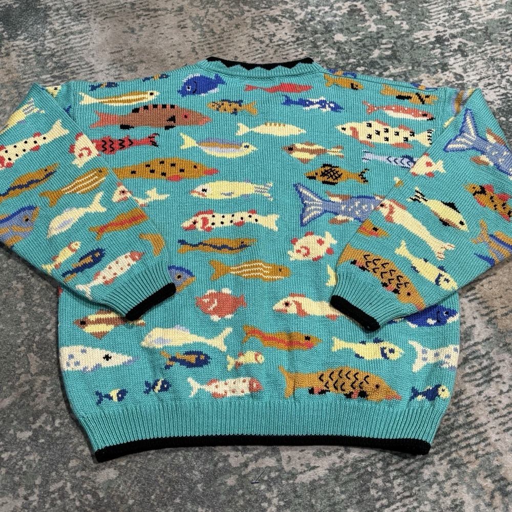 vintage Christine Foley fish cardigan Size 2 RARE See Measurements - Picture 2 of 7